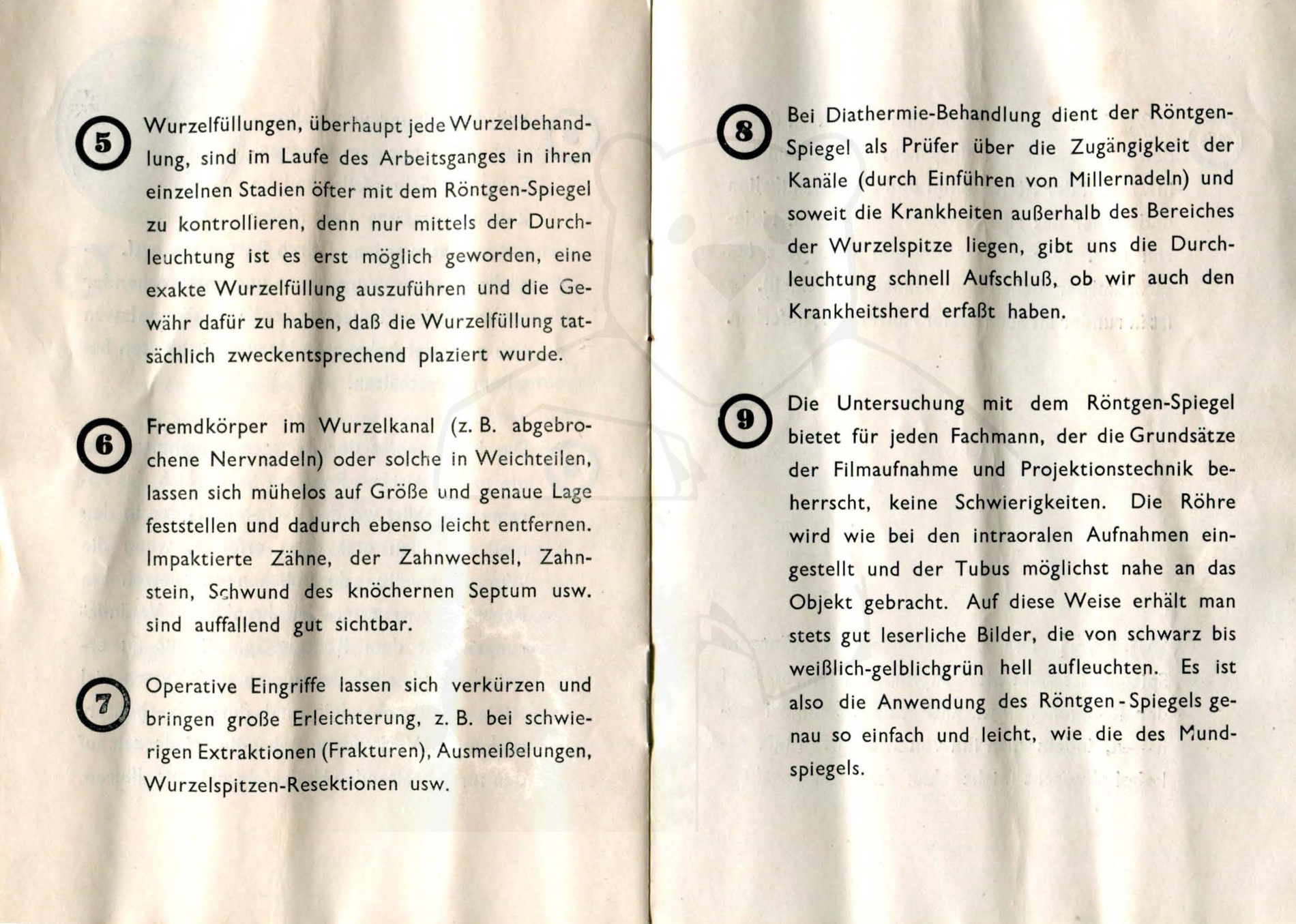 Röntgenspiegel nach Zeipper, Mitte der 1930'er Jahre - Anleitung, Seite 6 - 7
